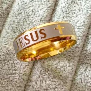 Religious 8MM Titanium Band 18K Gold Plated NWT